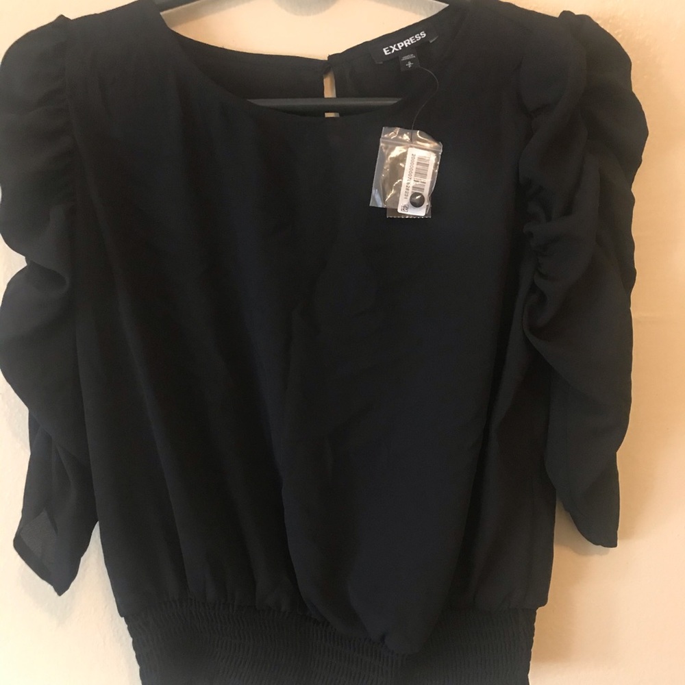 Express black cropped blouse